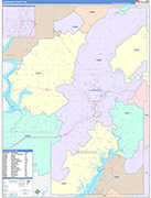 Cherokee County Wall Map Color Cast Style
