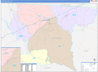 Cherokee County Wall Map Color Cast Style