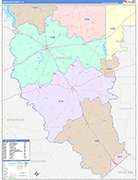 Cherokee County Wall Map Color Cast Style