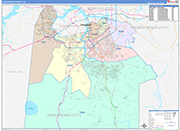 Chesapeake County Wall Map Color Cast Style