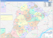 Chester County Wall Map Color Cast Style