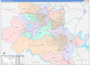 Chesterfield County Wall Map Color Cast Style