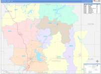 Chippewa County Wall Map Color Cast Style