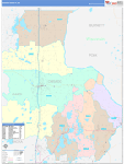 Chisago County Wall Map Color Cast Style