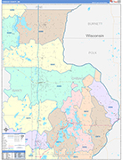 Chisago County Wall Map Color Cast Style
