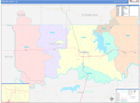 Choctaw County Wall Map Color Cast Style