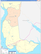 Chowan County Wall Map Color Cast Style