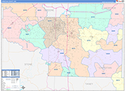 Christian County Wall Map Color Cast Style