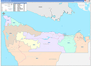 Clallam Wall Map Color Cast Style
