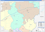 Clark County Wall Map Color Cast Style