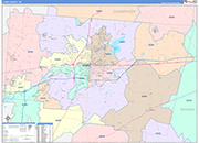 Clark County Wall Map Color Cast Style