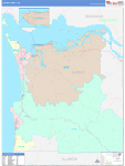 Clatsop Wall Map Color Cast Style