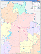 Clay County Wall Map Color Cast Style