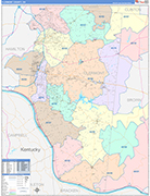 Clermont Wall Map Color Cast Style