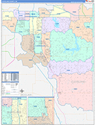 Cleveland County Wall Map Color Cast Style