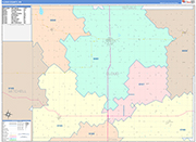 Cloud County Wall Map Color Cast Style