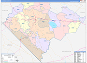 Columbus County Wall Map Color Cast Style