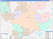 Coryell County Wall Map Color Cast Style