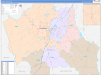 Coweta County Wall Map Color Cast Style