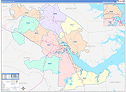 Craven County Wall Map Color Cast Style
