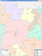 Crawford Wall Map Color Cast Style