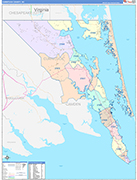 Currituck County Wall Map Color Cast Style