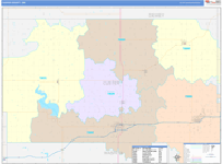 Custer County Wall Map Color Cast Style