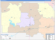 Custer Wall Map Color Cast Style
