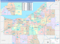 Cuyahoga County Wall Map Color Cast Style