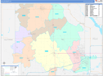 Dallas County Wall Map Color Cast Style