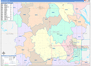 Dallas County Wall Map Color Cast Style