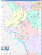 Davidson County Wall Map Color Cast Style