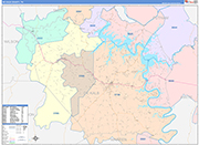 DeKalb County Wall Map Color Cast Style