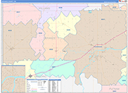 Defiance County Wall Map Color Cast Style