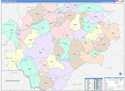 Delaware Wall Map Color Cast Style