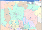 Delaware County Wall Map Color Cast Style
