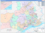 Delaware Wall Map Color Cast Style