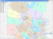 Denton County Wall Map Color Cast Style