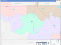 Dewey County Wall Map Color Cast Style