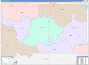 Dewey County Wall Map Color Cast Style