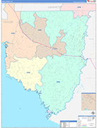 Dixie Wall Map Color Cast Style