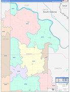 Dixon County Wall Map Color Cast Style