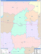 Dodge County Wall Map Color Cast Style