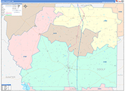 Dooly County Wall Map Color Cast Style