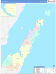 Door County Wall Map Color Cast Style