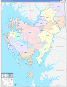 Dorchester County Wall Map Color Cast Style