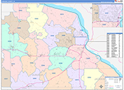 Dubuque County Wall Map Color Cast Style
