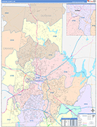 Durham County Wall Map Color Cast Style