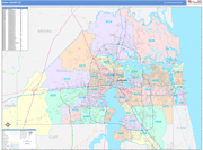 Duval County Wall Map Color Cast Style