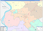 Dyer County Wall Map Color Cast Style